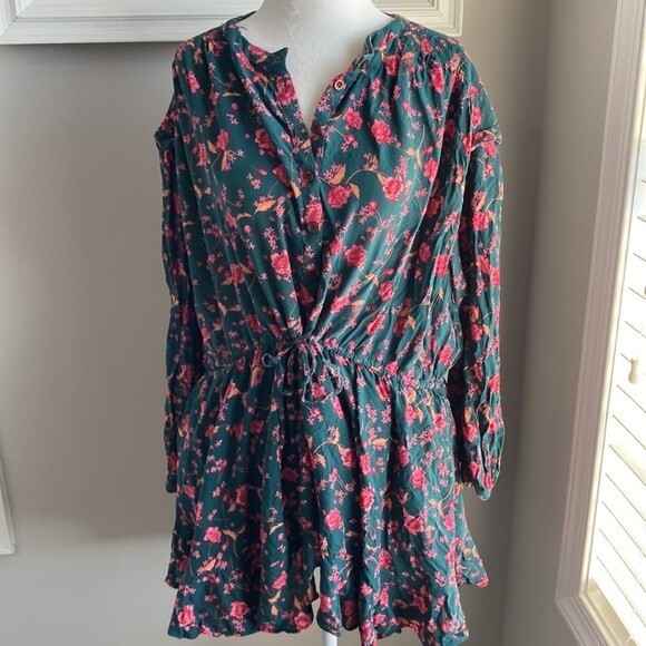 Free People Emerald Flower Fields Mini Boho Dress Small - Picture 2 of 11